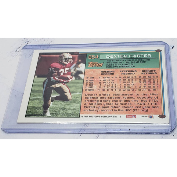 1994 Topps Special Effects Dexter Carter #654 - Picture 4 of 4